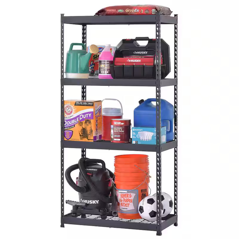 4-Tier Heavy Duty Steel Shelving Unit in Black Q400