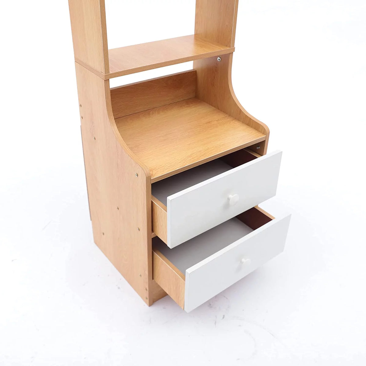 White 3 Layers Bedside Table with Storage Shelf D32504