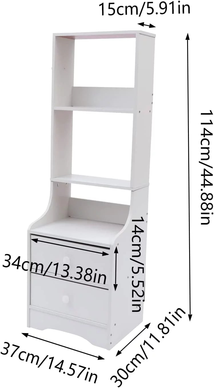 White 3 Layers Bedside Table with Storage Shelf D32504