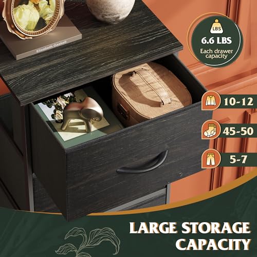Fabric 5-Drawer Tall Dresser with Wood Top E68991