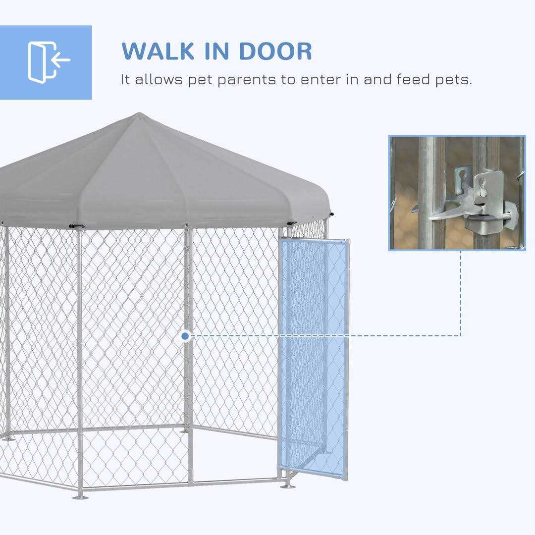 Large Outdoor Dog Kennel with Waterproof UV Resistant Roof B987539