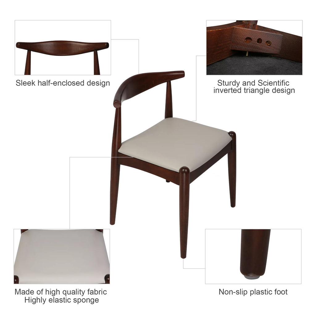 Walnut Mid-Century Dining Chairs Set of 6 Faux Leather K67205