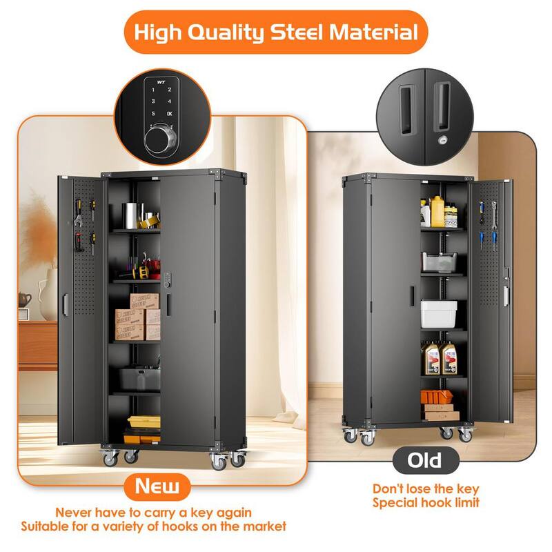 Black Metal Storage Cabinet with Combination Locks I721515
