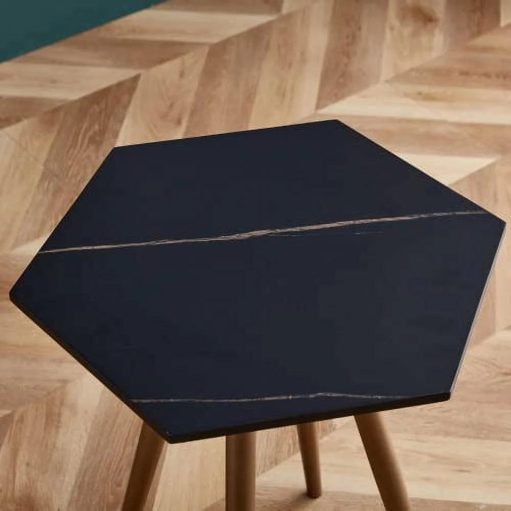 Faux Marble End & Side Table with Dark Gold Metal Legs H862257