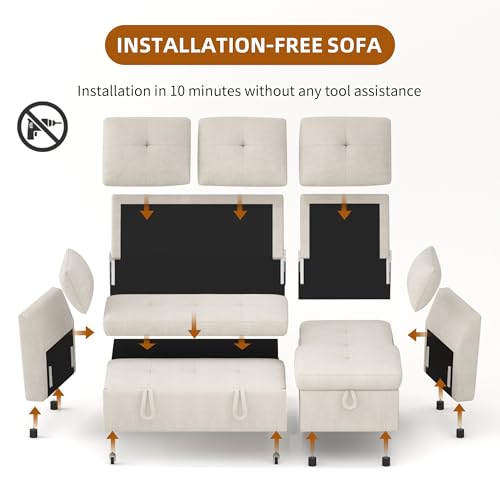 3 in 1 Convertible Velvet Sleeper Sofa Bed C73977