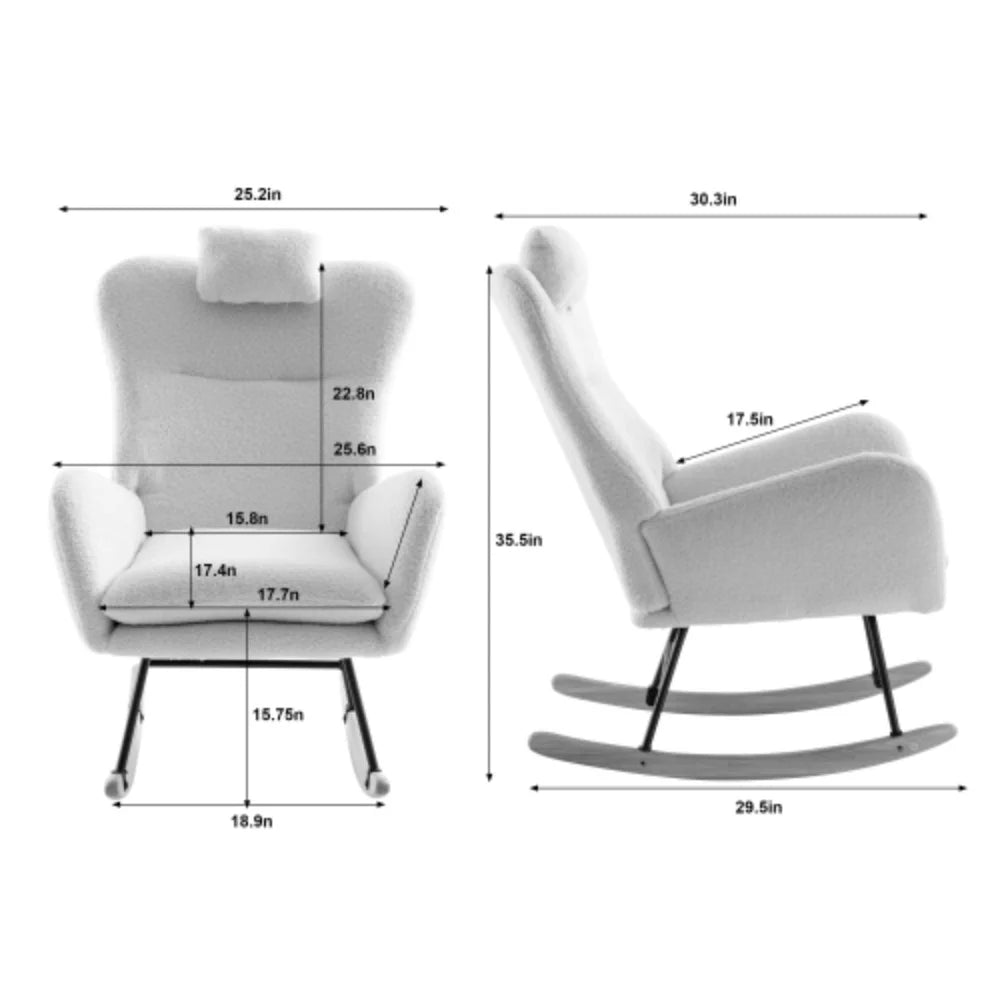 35.5 inch Teddy Fabric Rocking Chair V7099