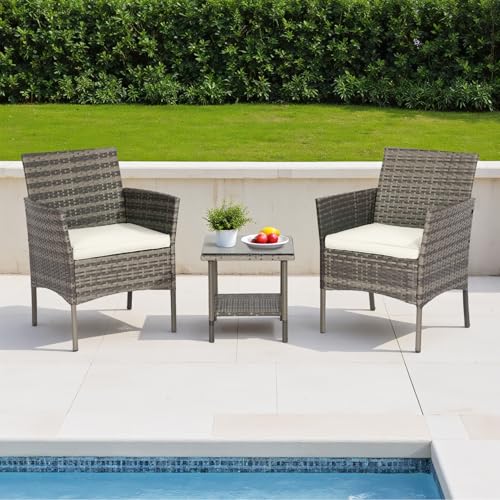 4-Piece Black Wicker Patio Furniture Set with Coffee Table S23037