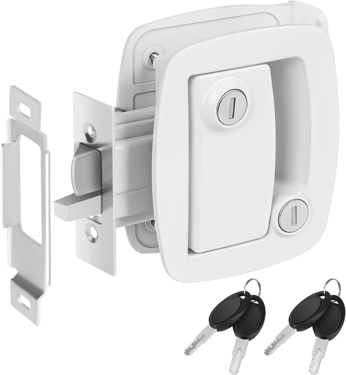 Black Metal RV Entry Door Lock with Paddle Deadbolt D31256