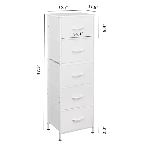 Fabric 5-Drawer Tall Dresser with Wood Top E68991