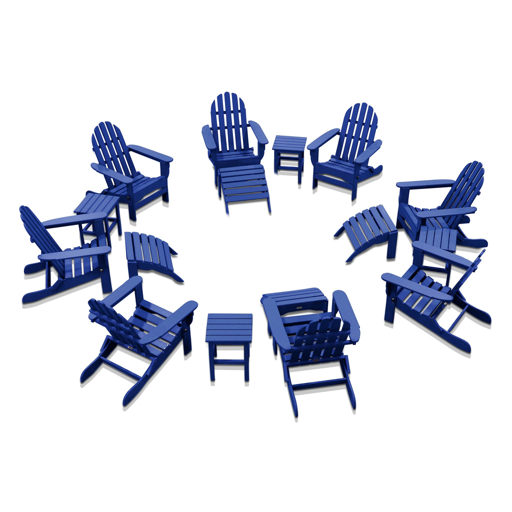 16-Pc Folding Adirondack Chair Set with Ottomans and Side Tables M2967
