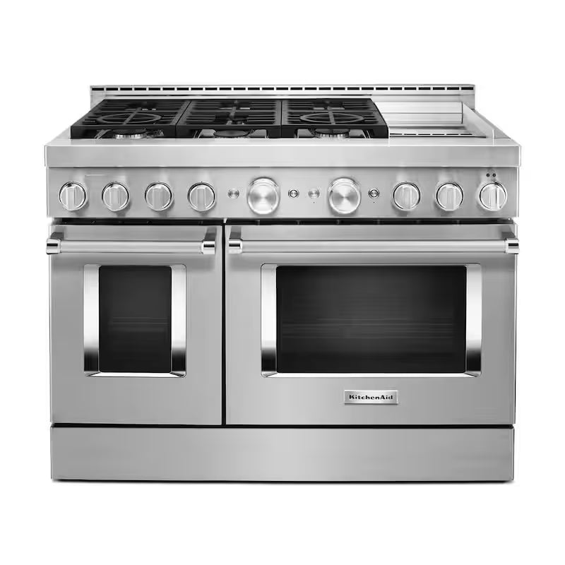 6.3 cu. ft. Smart Double Oven Gas Range with Griddle in Stainless Steel H21584