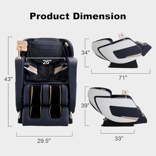 4D Zero Gravity Heated Massage Chair Recliner with SL Track (Black) X9831