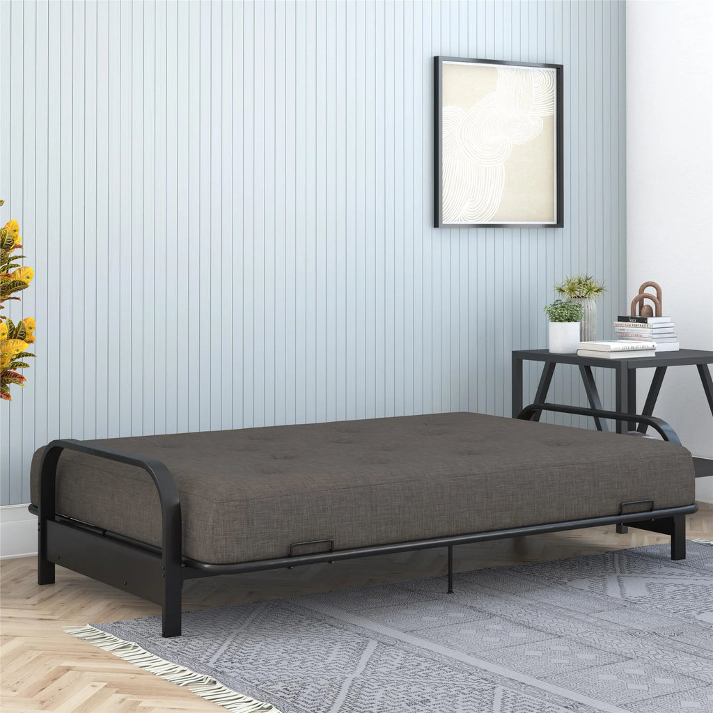 Full True Black Polyester Linen Futon Mattress L5701