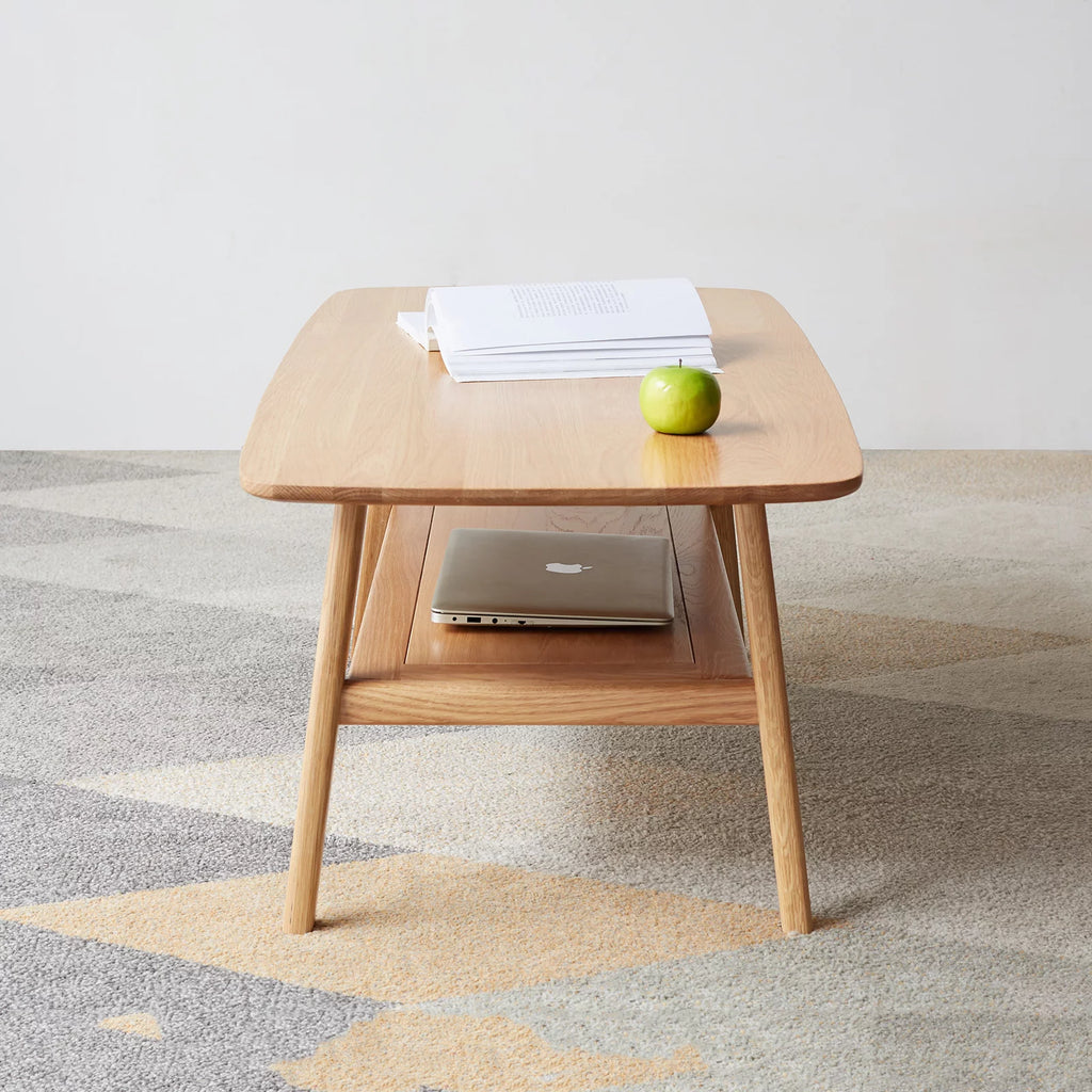 Solid Wood Coffee Table with Storage Shelf M9432