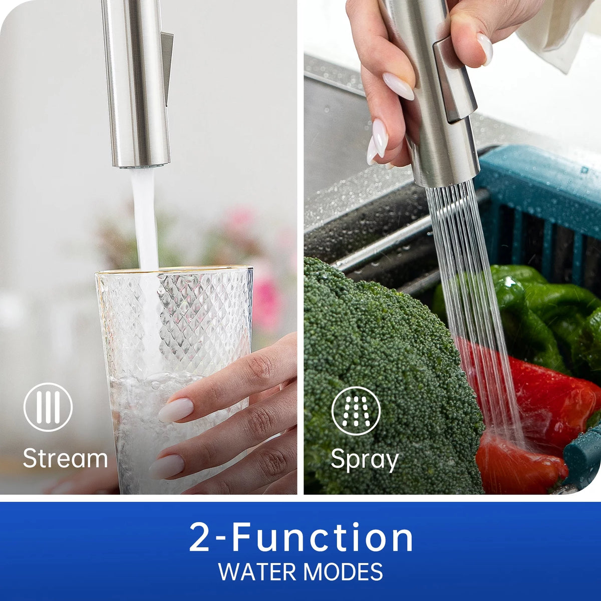 Brushed Nickel Kitchen Faucet with Sprayer and Soap Dispenser I259641
