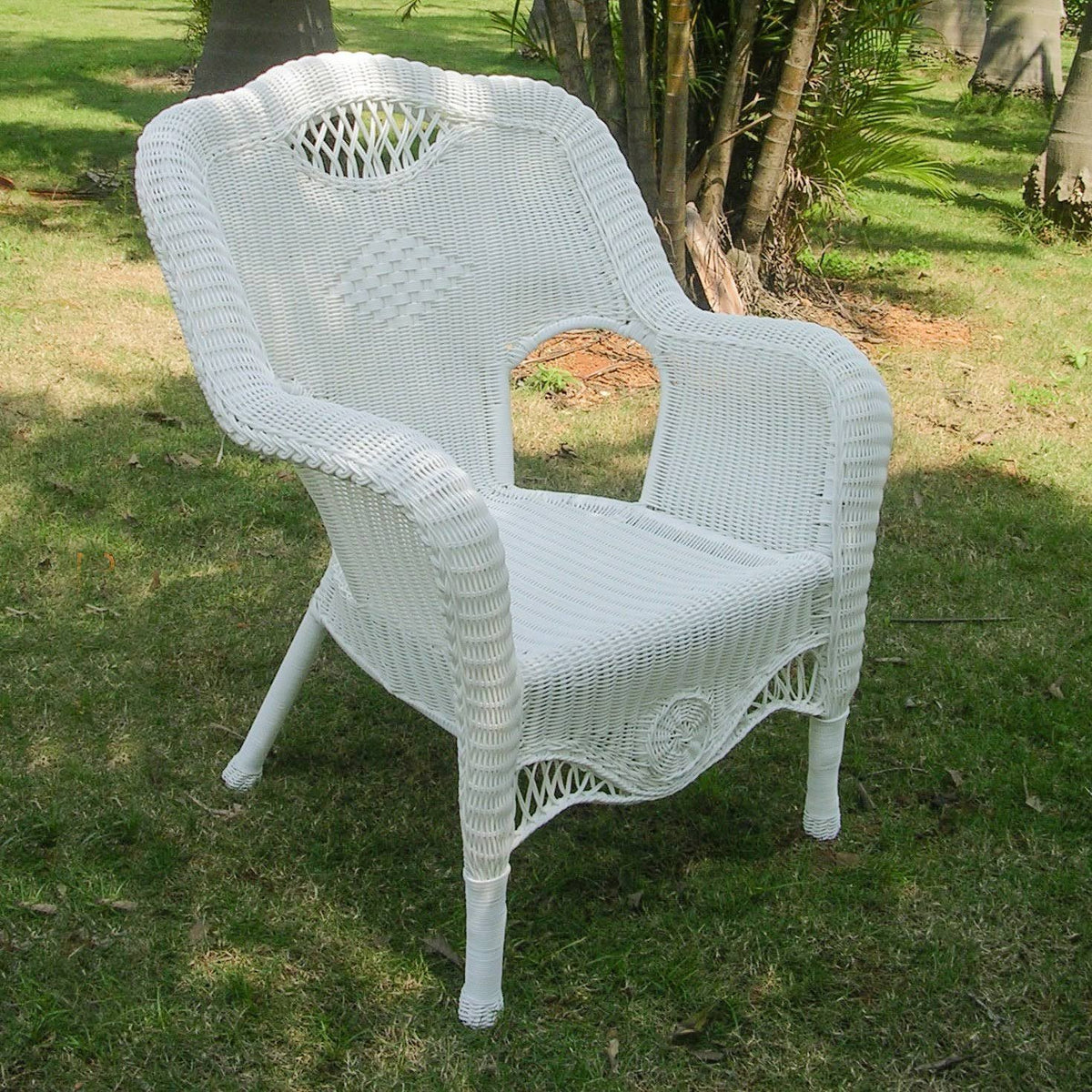 White Resin Wicker Aluminum Outdoor Dining Chair N65242