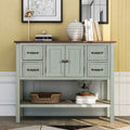 43 Inch Green Console Table with Doors Drawers and Open Shelf G747
