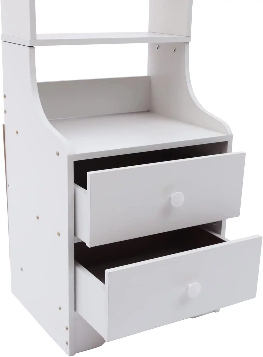 White 3 Layers Bedside Table with Storage Shelf D32504