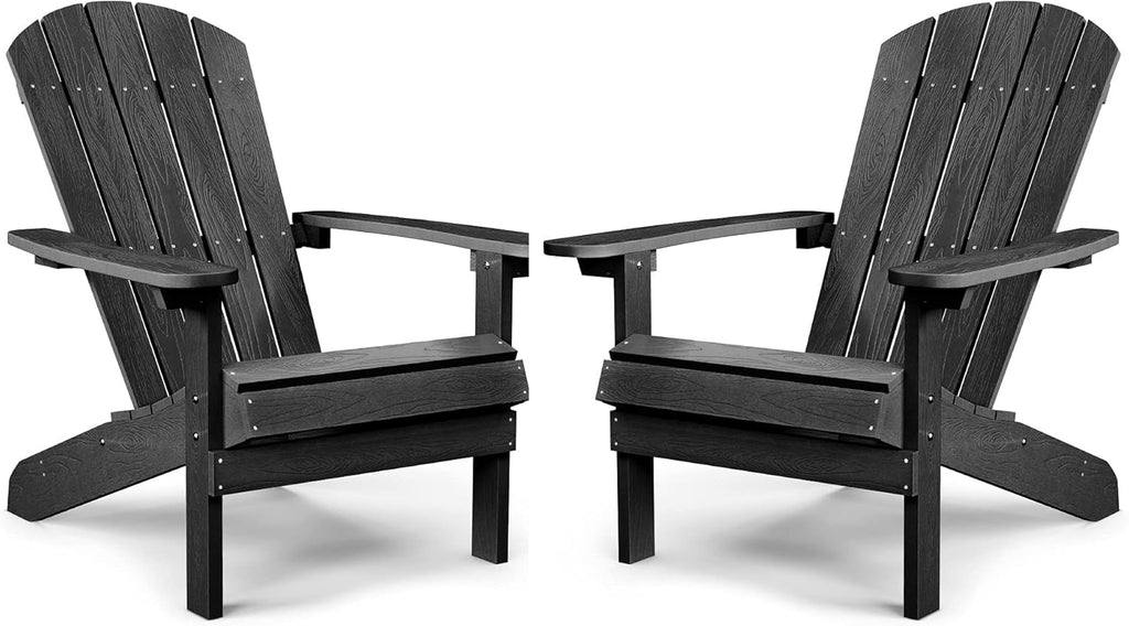 Black Plastic Adirondack Chairs Set of 2 W3031