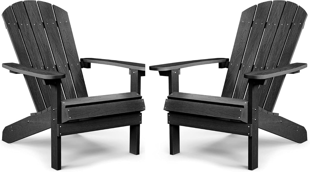 Black Plastic Adirondack Chairs Set of 2 W3031