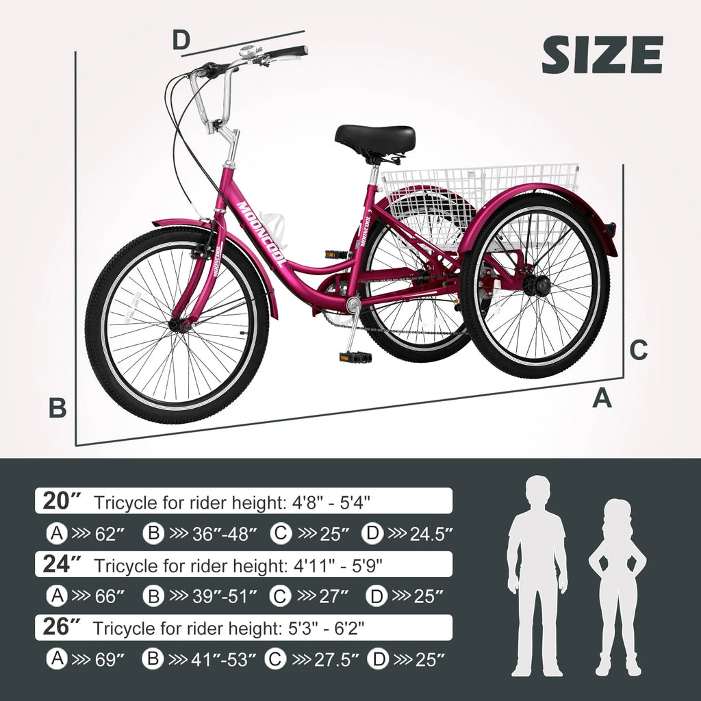 3 Wheel Folding Tricycle 7 Speed Adult Trike T238185