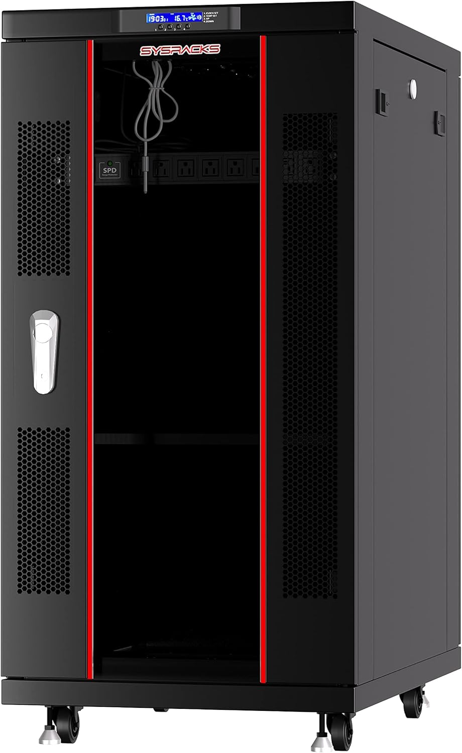 22U Locking Server Rack Cabinet on Casters with Cooling Fan P37115