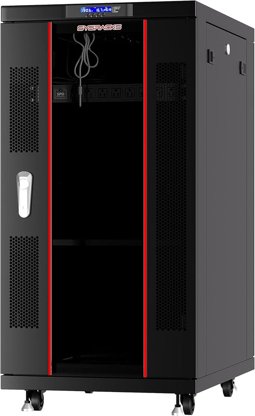 22U Locking Server Rack Cabinet on Casters with Cooling Fan P37115
