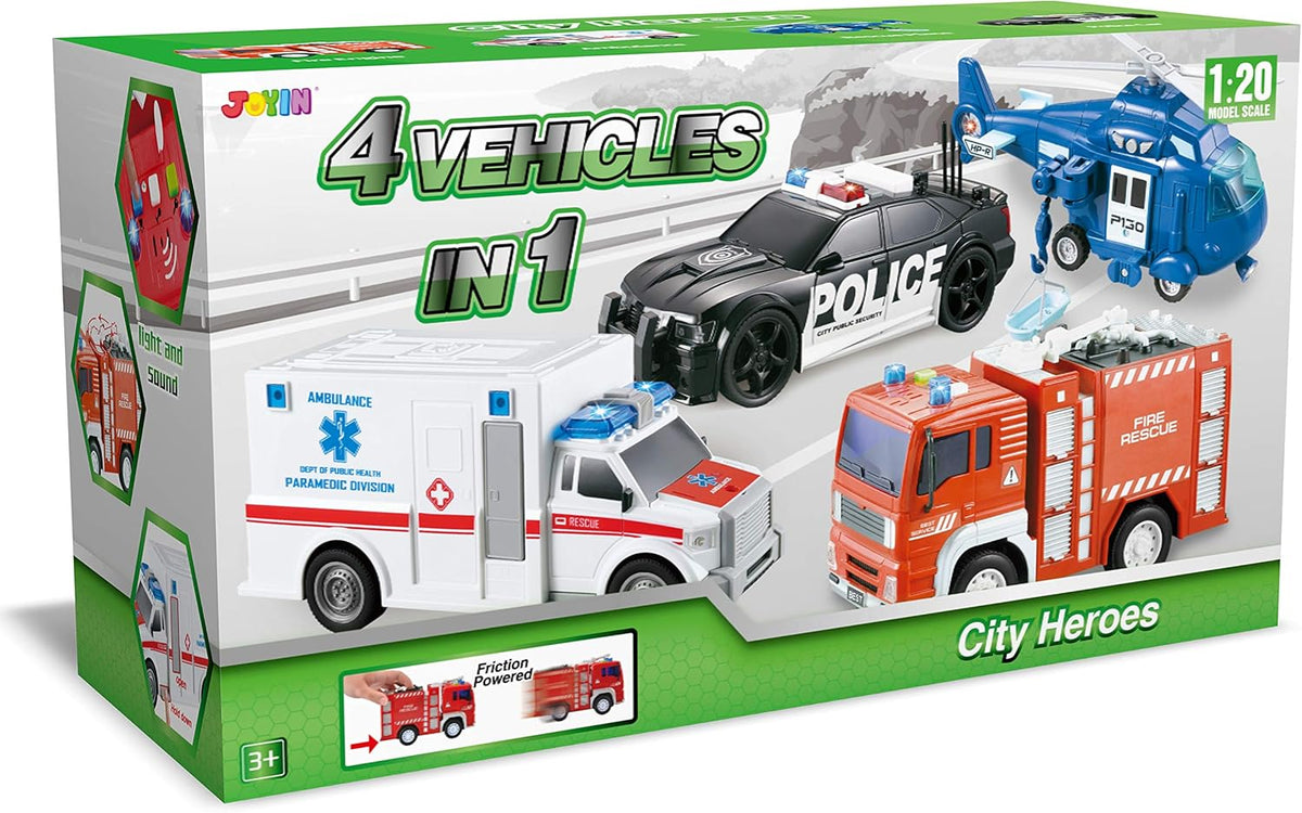 Friction Powered Emergency Vehicle Toy Playsets with Light and Sound Y267791