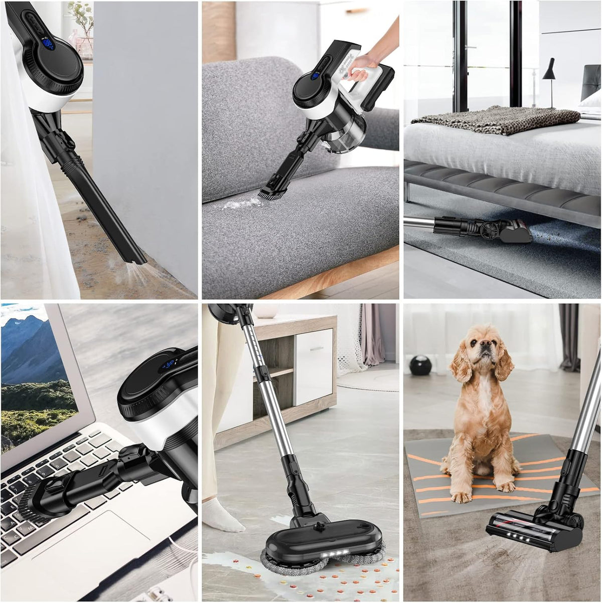 Cordless Vacuum Cleaner 26Kpa Lightweight Handheld Stick Vacuum with Electric Mop J879