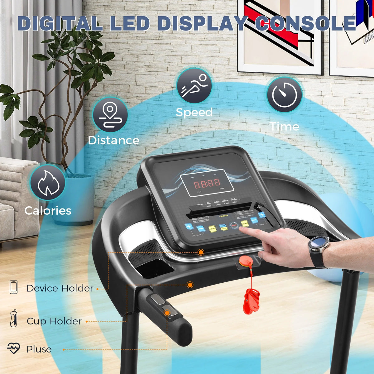 Electric Treadmill with 12 Programs Incline Adjustment S70373