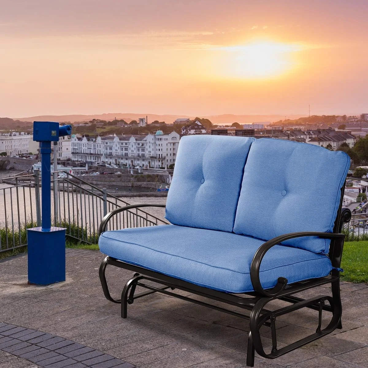 2 Person Outdoor Glider Bench with Cushion G824737