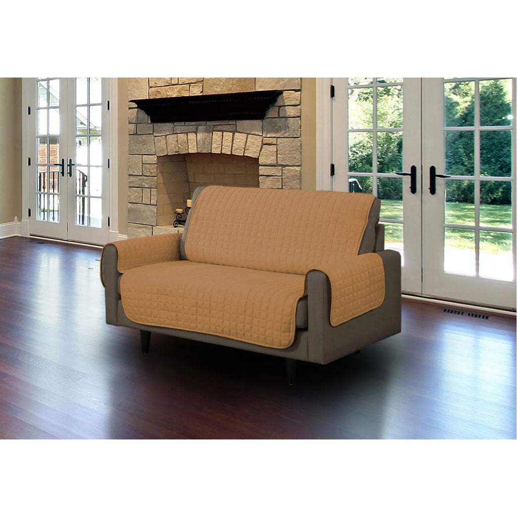 Quilted Microsuede Machine Washable Sofa Slipcover B6893