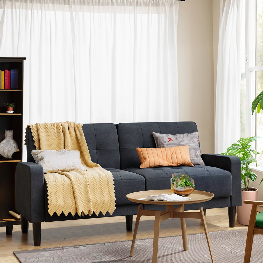 Dark Gray Upholstered 2-Seat Loveseat Sofa A528