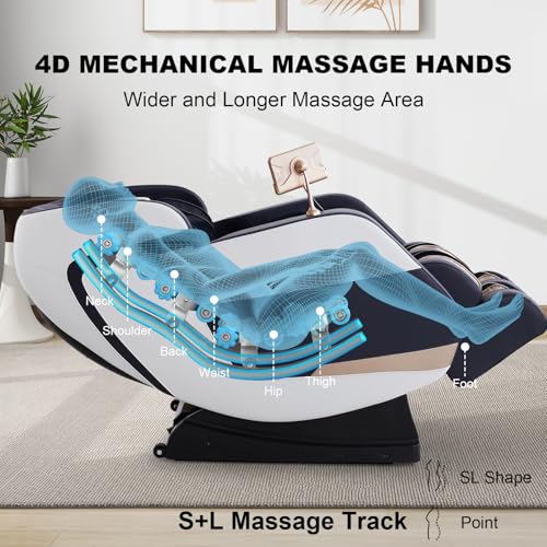4D Zero Gravity Heated Massage Chair Recliner with SL Track (Black) X9831