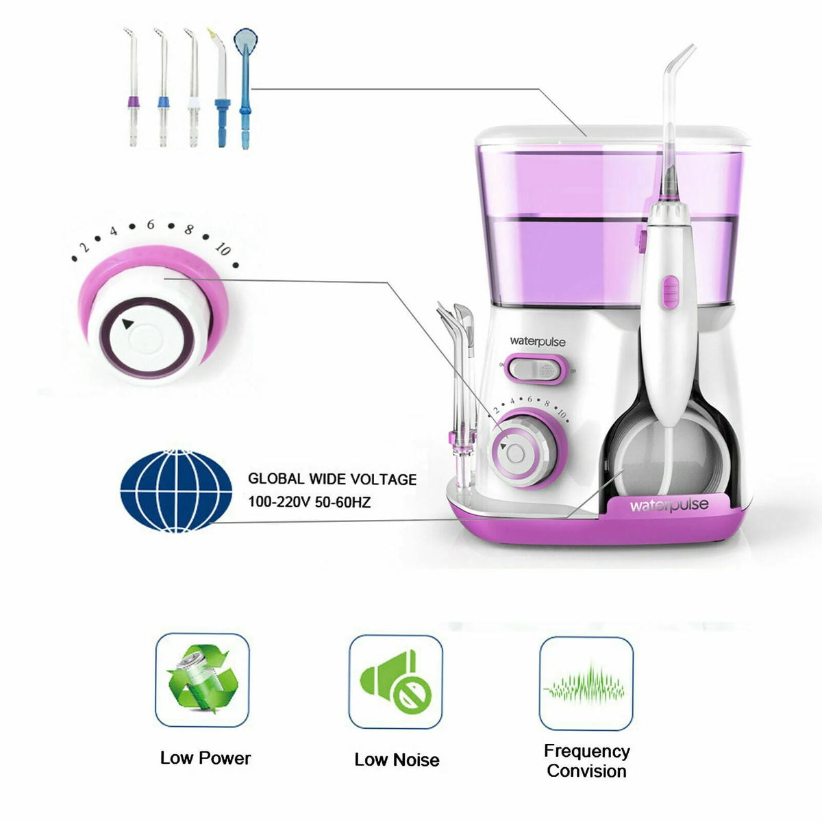 800ml Electric Dental Water Flosser Oral Irrigator with 5 Tips T355330