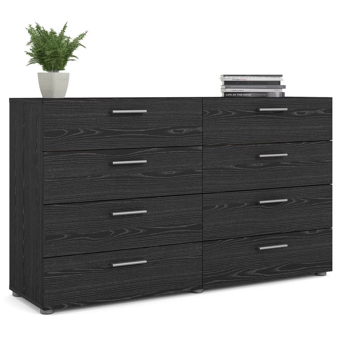3 Piece Bedroom Set with Dresser and Nightstands in Black Woodgrain Z270277
