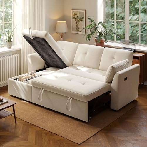 3 in 1 Convertible Velvet Sleeper Sofa Bed C73977