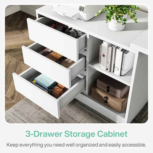 L-Shaped Computer Desk with Drawers and Shelves X7860
