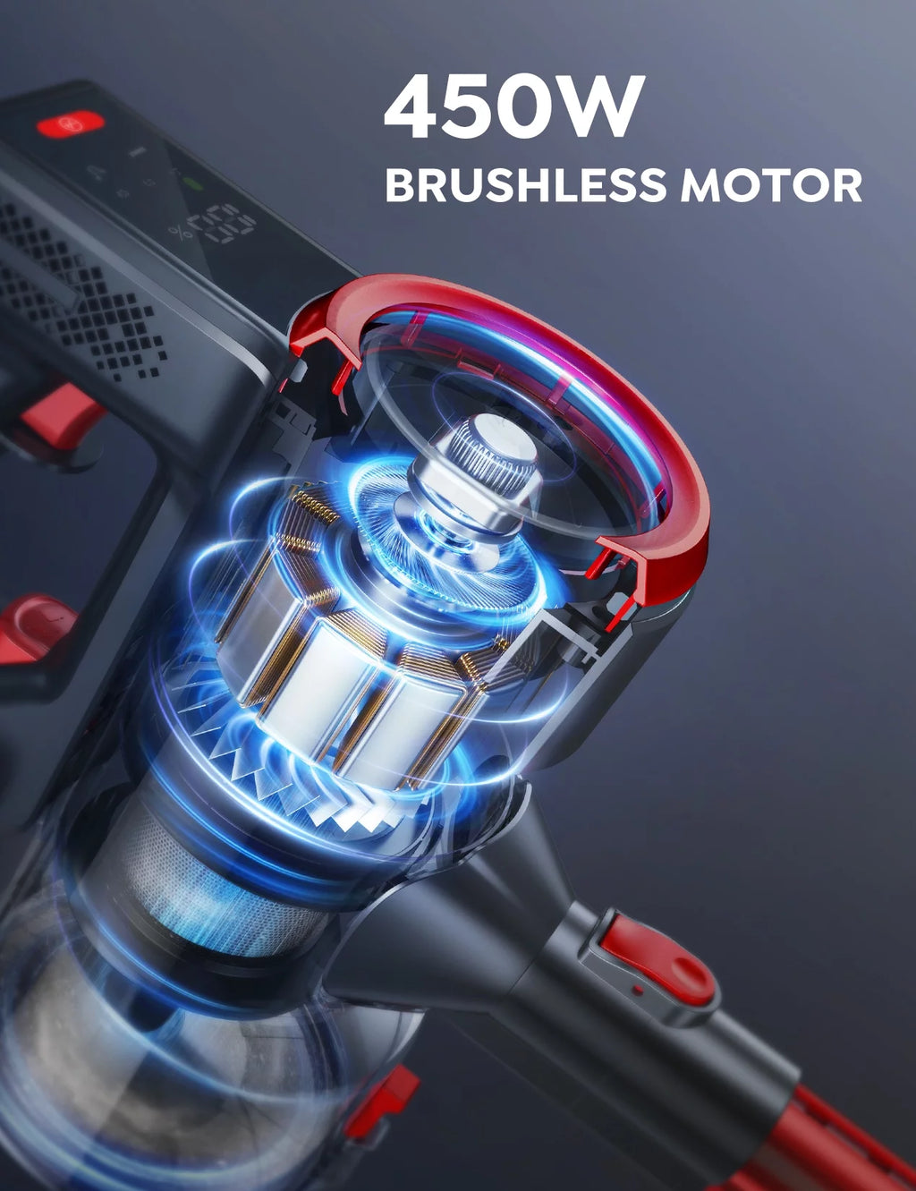 Cordless Stick Vacuum Cleaner 450W 38Kpa Detachable Battery O1449
