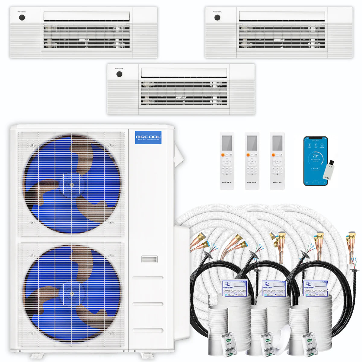 54,000 BTU 3 Zone Ceiling Cassette Ductless Air Conditioner and Heat Pump F134688