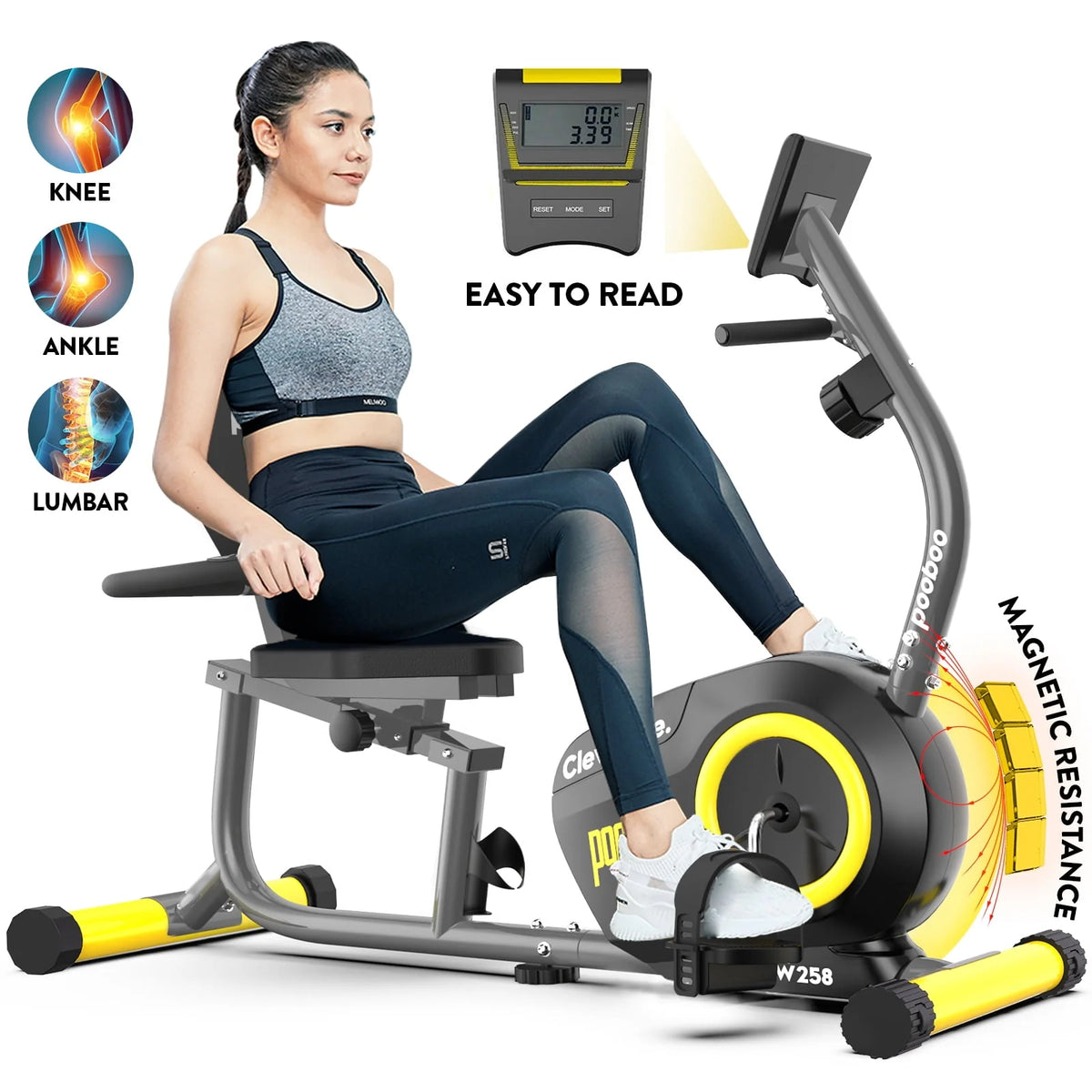 Recumbent Exercise Bike Belt Drive Indoor Cycling Bike J9619