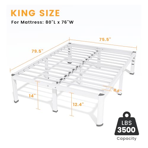 14 Inch Full Metal Platform Bed Frame with Steel Slats O4443