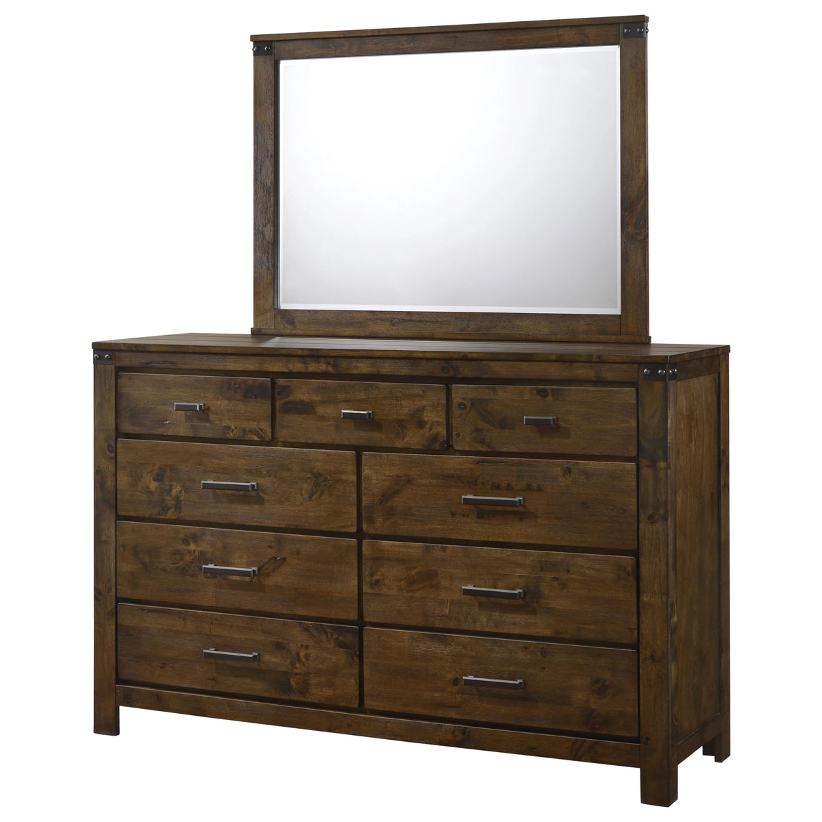 King Size 4pc Wooden Bedroom Set with Bed Dresser Mirror Nightstand Y985