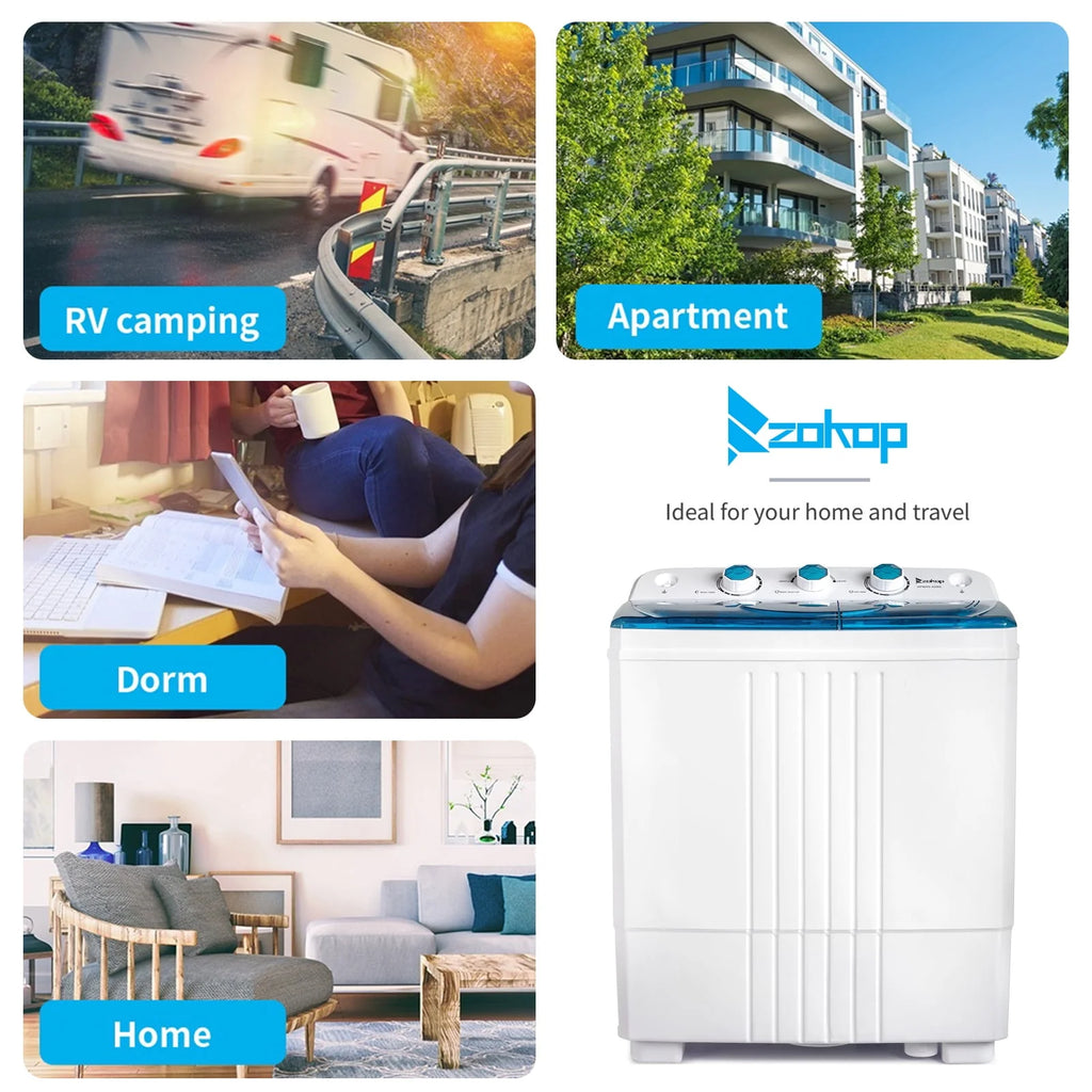 Portable 20lbs Twin Tub Compact Semi-automatic Washing Machine J74080