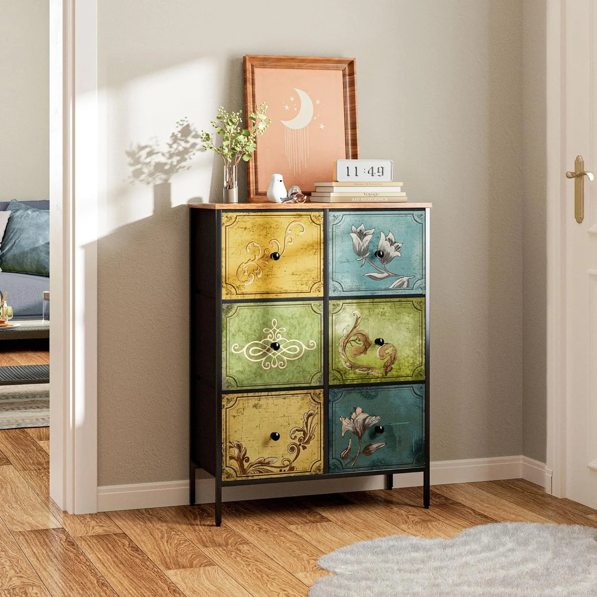 9 Fabric Drawer Dresser Storage Organizer with Steel Frame G891