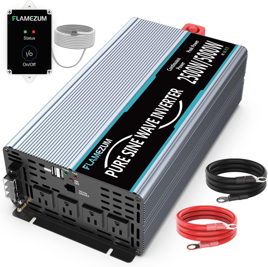 Pure Sine Wave 2000 Watt 12V DC to 110V/120V AC Power Inverter W8480