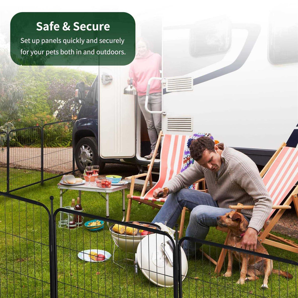 8 Panel Metal Exercise Pen with Pet Door C74152