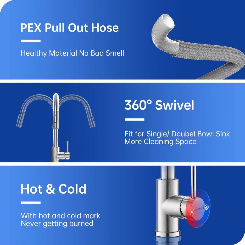 Brushed Nickel Kitchen Faucet with Sprayer and Soap Dispenser I259641