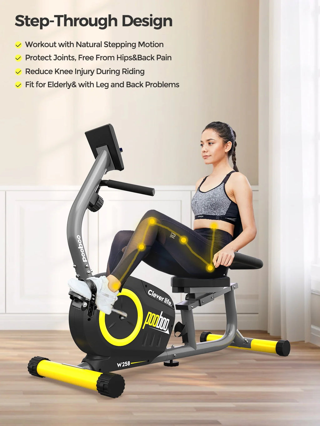 Recumbent Exercise Bike Belt Drive Indoor Cycling Bike J9619