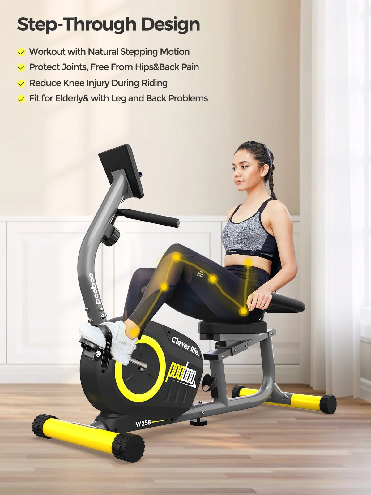 Recumbent Exercise Bike Belt Drive Indoor Cycling Bike J9619